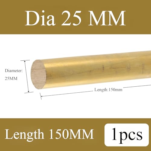 COYOUCO Brass Rods, Round Solid Brass 22/25/28/30Mm Dia, 150 Mm Length for Drift Punches Various Shaft DIY Craft Model Knife Handles,25 * 150mm