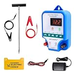 Sptchapn Electric Fence Energiser Kit - Includes 12V AC 2 Joules Output Fence Energiser, Connectors & Earth Stake - 10Km Range, LED Display, Weatherproof, Fencing Energizer for Horses, Pet and Animals