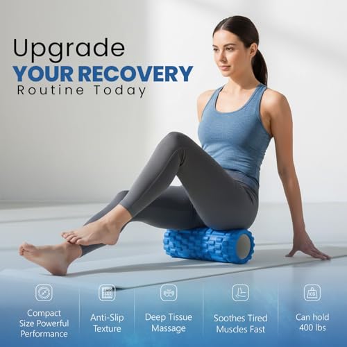 Foam Roller Blue with 3 Resistance Level Bands - Lightweight Foam Rollers for Muscles Provides Relief from Pain Fatigue Improves Tissue Recovery - Massage Roller for Gym, Yoga Pilates - Image 3