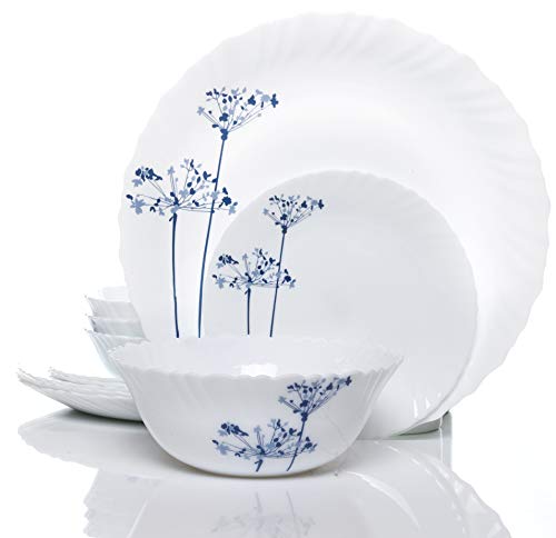 LaOpala Dinnerware Set Novo Segment Aqua Spray Opalware 23 Piece Dinner Set