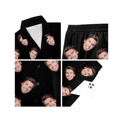 Custom Face Satin Pajama Set for Women Personalized Photo Summer V-Neck 2 Pieces Pajamas Loungewear Sleepwear Short Sets3