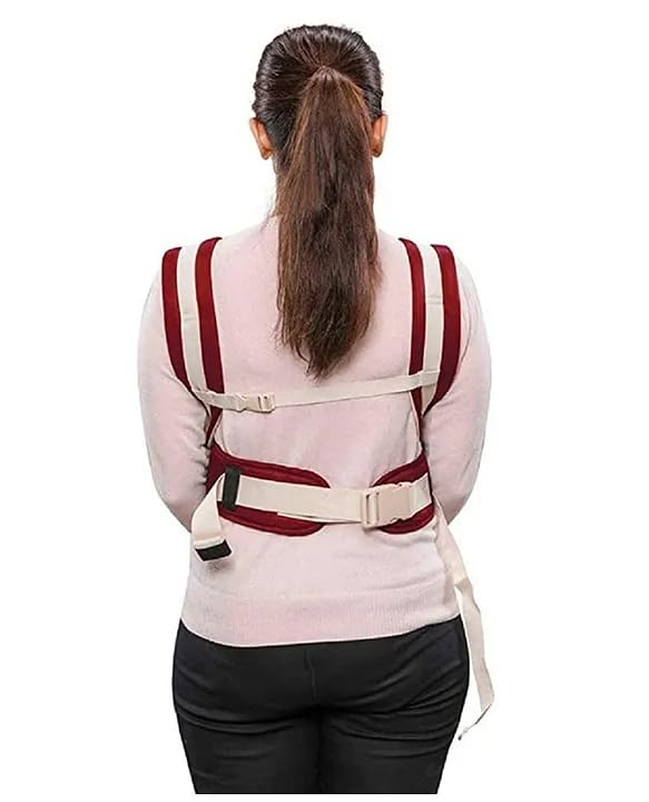 Image of LittleBoo New Born Baby Carrier Bag 4-in-1 Adjustable Baby Sitting Carrier Bag - Front & Back Carry with Head Support, Safety Belt & Buckle Straps for 0-24 Months (Red)