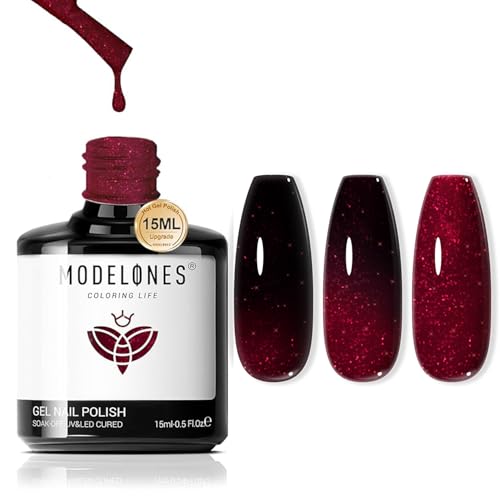 modelones Color Changing Burgundy Red Gel Nail Polish