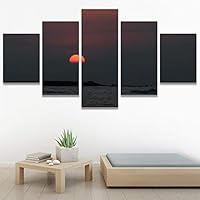 SIGNWIN 5 Panel Canvas Wall Art Sun Setting for Home Decorations Ready to Hang - 60