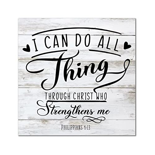 Plaque murale classique en bois I Can Do All Thing décoration maison 35cm - 2