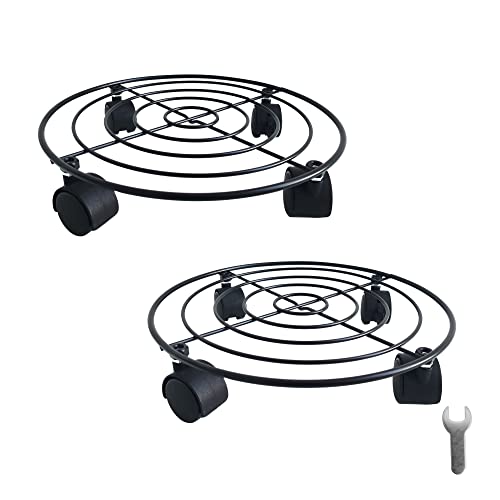 IZSOHOME - Carrito de Metal para Plantas,Soporte para Plantas en macetas de Hierro de Alta Resistencia con Ruedas,Soporte para macetas a Prueba de Herrumbre, para Interiores,Exteriores,hogar,jardín Cover