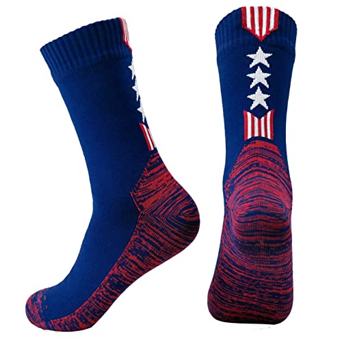 Fullsheild Wasserdichte Wandersocken für Herren, Unisex, atmungsaktiv, Outdoor, Athletik, Wandern, Waten, Traillaufen, Skifahren, Crew-Socken, Amerikanische Flagge, Large Cover
