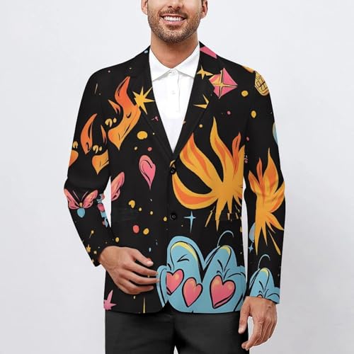 Y2k Skull Flame Butterflies Hearts Classic Suits Blazer for Men Business Tuxedo Jacket Sport Coat Two Buttons2