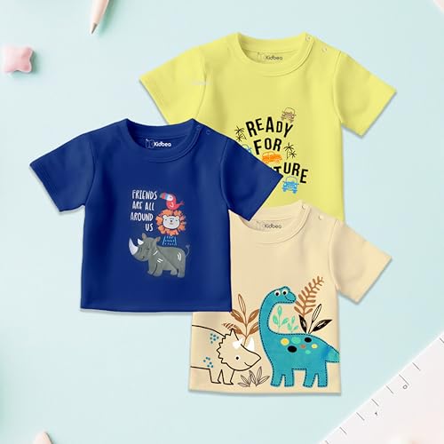 Image of Kidbea Organic Cotton T-Shirts for Boys & Girls Short Sleeve Regular Fit Festive Styles in Vibrant Colors and Patterns for Kids and Toddlers