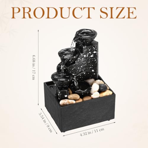 Fuente de agua portátil Toddmomy de resina negra para mesa y jardín 3