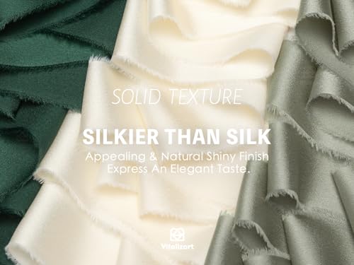 Vitalizart Green & White Silky Satin Ribbon 1 inch x 15 Yard Wooden Spool Handmade Frayed Ribbon for Gift Wrapping Baby Shower Wedding Bridal Bouquets Holiday Decoration Dark Green Cream - Image 3