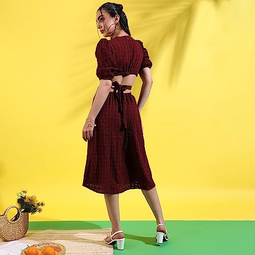 Image of PINACOLADA Women's Solid Dress for Casual Wear | Regular Sleeve | Quality Stretchable Fabric | Dress Crafted with Enhanced Stretch and Comfort Fit for Everyday Wear