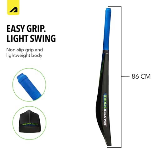 Image of Boldfit MasterStrike Plastic Cricket Bat Full Size Durable Bats for Tennis & Wind Ball Lightweight Adult & Teen Tournament Match Bat, Blue Green, Size 8