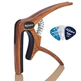 Leo Jaymz 高耐久ギターカポ アコースティック/エレキギター用、亜鉛合金メタル製ギタークリップ、ベースクラシックギター、ウクレレ、マンドリン、バンジョー用ギタークランプ (ローズウッド調の色)