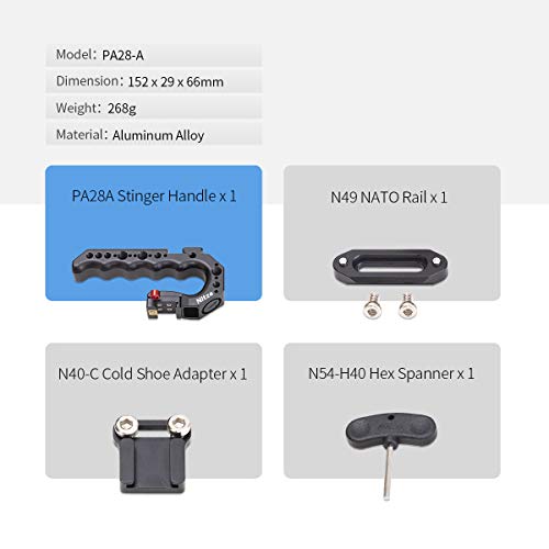 Nitze Stinger Handle Universal Top Handle Grip for Camera Cage with Built-in QR NATO Clamp - PA28-A