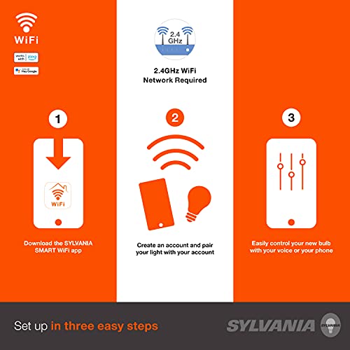 Sylvania Wifi Led Smart Light Bulb, 60W Equivalent Dimmable Soft White A19, Compatible With Alexa And Google Home Only - 4 Pack (75672) #TOP1