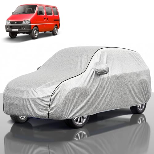 Image of Kayme Compatible with Silver Eeco Car Cover Waterproof Car Body Cover for All Weather Proof & Full Bottom Elastic, Triple Stitching with 100% Nail Proof Cover