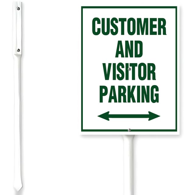 Horienteeon Customer Visitor Parking Only Sign With Stake Reserved Parking Yard Sign 8x12 Inch Business Aluminum Outdoor Decoration Sign Rustproof Sturdy Aluminum Sign For Outdoor Stake Set