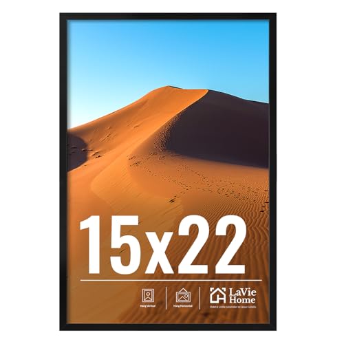Image of LaVie Home 15x22 Picture Frame for Wall Display, 15x22 Black Picture Frame with HD Plexiglas, 15 x 22 Frame 1 Pack, Display Frame for Vertical or Horizontal, Classic Collection