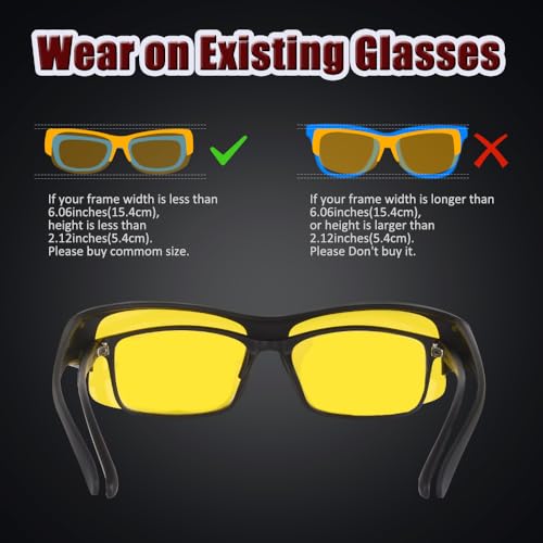 Perkanion Nachtfahrbrille für Brillenträger Autofahrer Herren Damen Überzieh Nachtsichtbrille Gelb Getönte Polarisierte Gläser Nachtbrille zum Autofahren Night Vision Goggles
