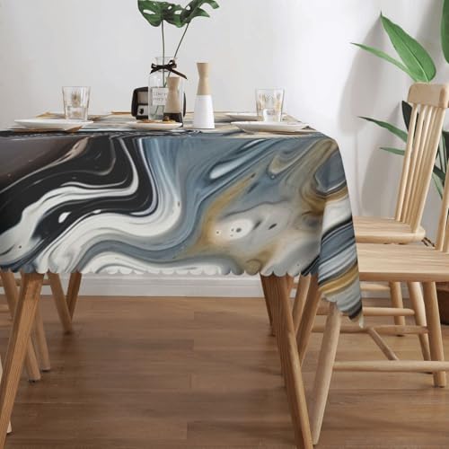 Nappe de table marbre rectangulaire lavable et réutilisable - 4
