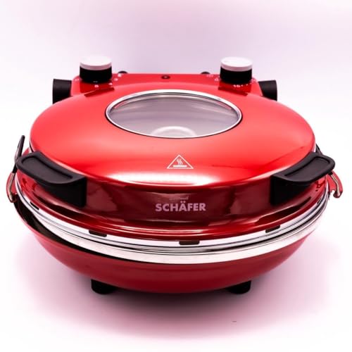 Mini four à pizza rouge 32 cm pour une cuisson au comptoir - 3