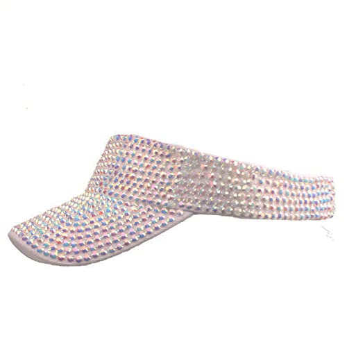 Bling Shiny Rhinestones Sun Visor Hat Cap For Women,Adjustable Summer Beach Visor Caps Running Tennis Golf Jogging Sun Hat (Pink Hat+Pink Rhinestone) #TOP6