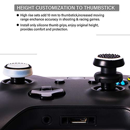 Image of FPS Thumbstick Extender & 3D Texture Rubber Silicone Grip Cover 2 Sets for Xbox Series X /S & Xbox One Controller(Black+Clear)