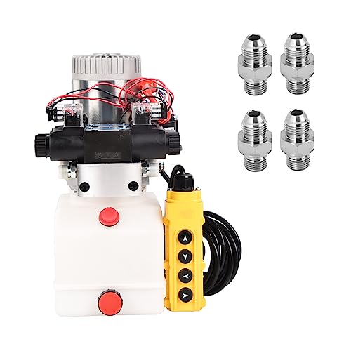 Image of 4.5 Quart Hydraulic Power Unit 1.6KW Hydraulic Pump 12V DC 3200 PSI Double Acting Dump Trailer Pump Plastic Oil Reservoir for Car Lifting Platforms