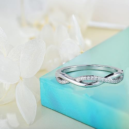 Women's Infinity Ring 925 Sterling Silver Promise Ring for Her Cubic Zirconia Engagement Anniversary Wedding Band Ring for Bridal Size5-104