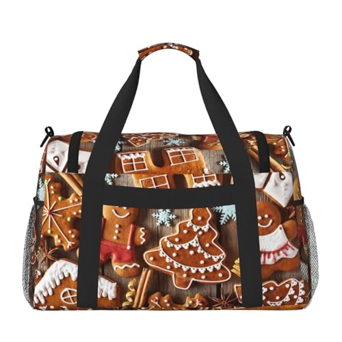 cute cookies man print Large Canvas Travel Duffel Bag Weekender Bags for Women Overnight Bag Carry On Tote Bag2