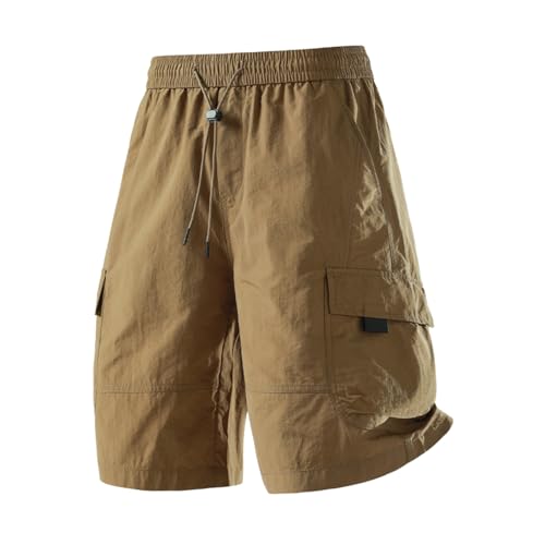 [foveitaa] カーゴパンツ メンズ ハーフパンツ ショートパンツ 五分丈 登山 スポーツ アウトドア 半ズボン 5分丈 ドローコード付き 涼しい 薄手 軽量 速乾 通気性 クイックドライ ウエストゴム ルーズフィット カジュアル 夏用 カーゴショーツcoffee-XLの商品画像（Amazon）