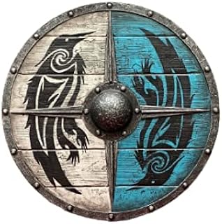 Medieval Eivor Valhalla Raven Authentic Battleworn Viking Shield Blue