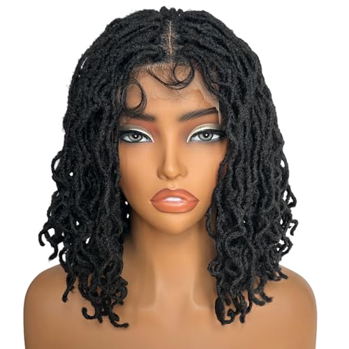 Perruque Lace Frontal Faux Locs 12 Pouces Noire SOKU Chapeau 4x4