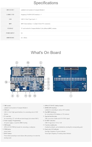 Carte CM5-NANO-A Raspberry Pi Compute Module 5 mini base board GPIO USB 3.2 MIPI