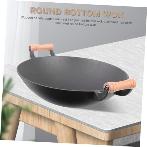 Wok de hierro fundido con mango de madera de 12 pulgadas miniatura 5
