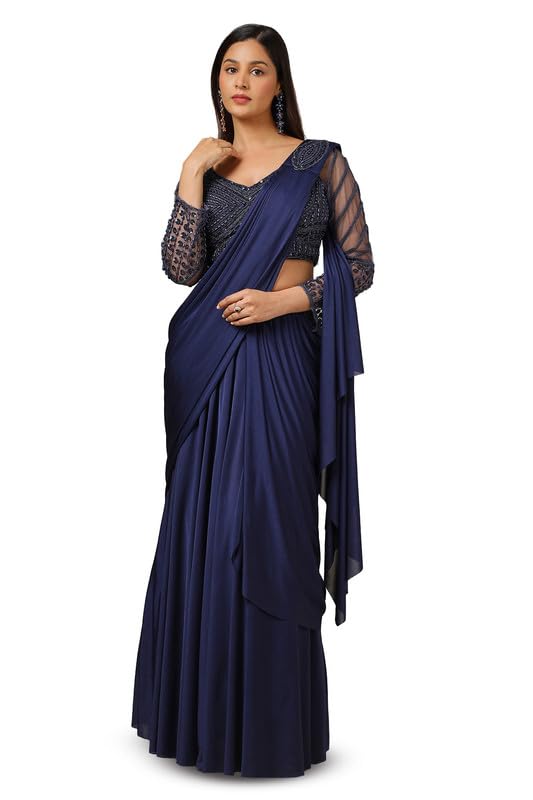 Soch Womens Beads Embellished Nylon Blend Ready-To-Wear Saree