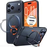 TORRAS Ostand Q3 Spin für iPhone 17 Pro Max Hülle (360°Stabilen Ständer für Magsafe) Militärschutz Handyhülle für iPhone 17 Pro Max Case mit Kamera-Tastenschutz Kratzfeste Matt Rückseite Schwarz