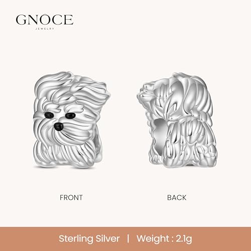 Image of GNOCE Pet Dog Bowl Bead Charm For Women, S925 Sterling Silver Bead Charm NecklaceBracelet for Her, Jewelry Gift