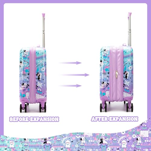 Image of Kids Suitcase Set for Girls Hardside Luggage with Spinner Wheels 5 Piece 16inch Toddler Suitcase for Girls Travel Carry on Luggage Airline Approved