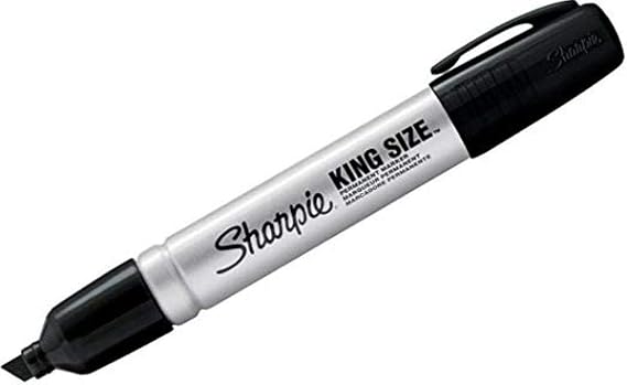 Sharpie 15101PP Pro King Size Permanent Black Marker (Pack of 6); Powerful Ink Marks On Wet and Oily Surfaces; Create Clear Lines On Plastic, Wood, Stone, Foil, Metal, Corrugate, and Leather
