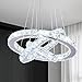 Winretro Modern LED Chandeliers Crystal Chandelier 3 Ring Round Pendant Lighting Adjustable Stainless Steel Ceiling Light Fixture for Living Room Dining Room Bedroom