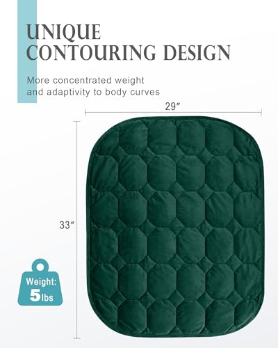 Image of Cottonblue Weighted Lap Blanket Pad 5 lbs 29 inch x 33 inch, Cozy Luxury Crystal Velvet Weighted Blanket for Adults Teens, Small Weighted Blanket Throw All Season for Travel Relaxation Sleeping, Green Blanket