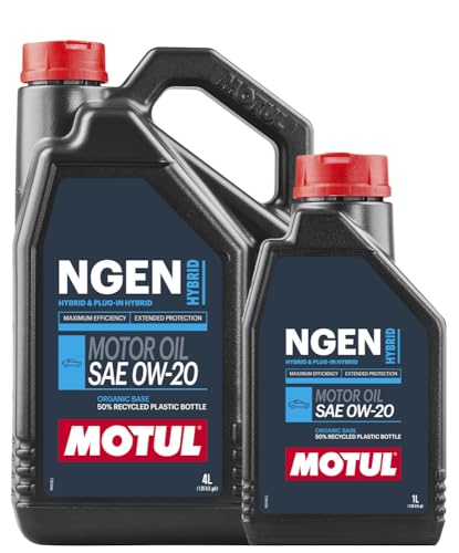 WOL 0W20 Fully Synthetic Engine Oil Motul-NGEN HYBRID API SP 111902 - Synthetic Organic Base Car Engine Oil - 50% Recycled Plastic Bottle (5 L)