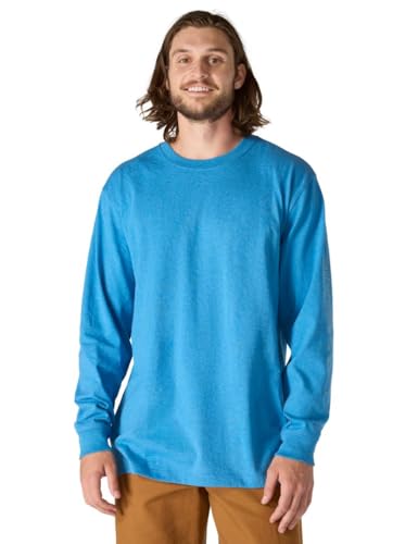 Carhartt Men's Loose Fit Heavyweight Long-Sleeve Logo Sleeve Graphic T-Shirt, Horizon Blue Heather, Small
