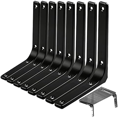8 pcs Shelf Bracket, Triangle Support Wall Hanging,Space-Saving DIY Triangular Corner Brace Angle Brackets (Matte Black, 150mm x 125mm) Cover