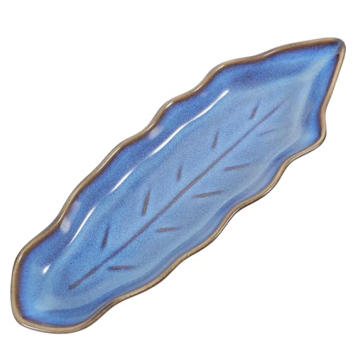 GRADENEVE plato de hoja larga de cerámica rodillo de sushi kit de sushi cazo de cuenco de agua de papel de arroz de sushi plato de sushi casero plato de sushi japonés Blue