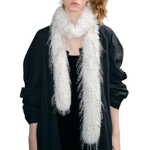 Faux Fur Scarf for Women/Ladies/Teen Girls, Fall Winter Fashion Neck Shrug Slim Long Scarf Y2K Accessories