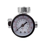 Fácil de montar 1/4 pulg ajustable de presión del regulador de aire medidor de escala HVLP Herramientas pistola neumática de aire del aerógrafo Accesorios Fácil pulverización ( Color : Silver )