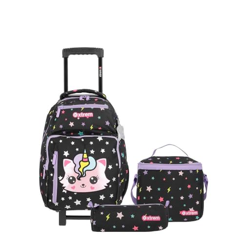 Kit Mochila Infantil Samsonite Xtrem New Run Pack 4XT Gato Preto, Estojo + Lancheira